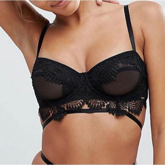 BLUEBELLA Gabriela Balconette Satin Mesh Lace Bra 32C - Picture 3 of 12